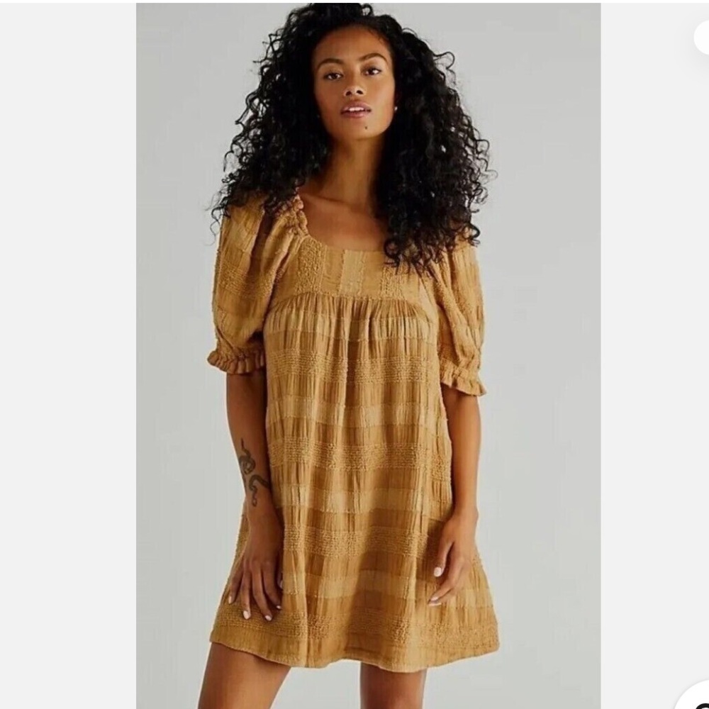 Free People Bask in the Sun Tunic Babydoll Textures Open Back Dress XS - Picture 1 of 14